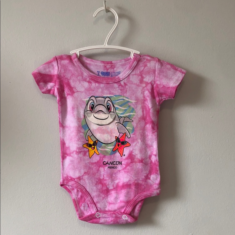 Pink Tie-Dye Dolphin Graphic Baby One-Piece Bodysuit